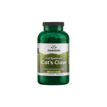 Swanson Cat's Claw 500 mg, 250 capsules – herbal supplement for traditional immune health and antioxidant support, in a green bottle.